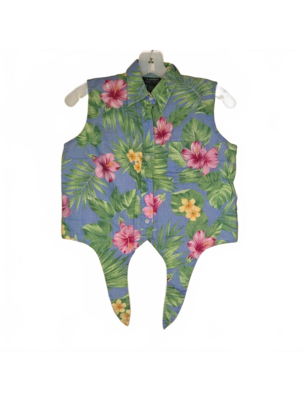 Lauren Ralph Lauren Tropical Floral Sleeveless Tie-Front Shirt and Shorts Set